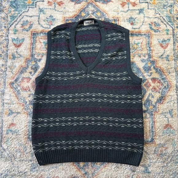 Vintage Other - Vintage Shelby Striped Pullover Sweater Vest Large